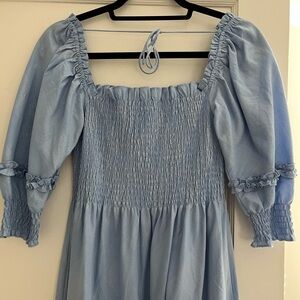 Nesli Nap Dress, Blue shimmer cotton
